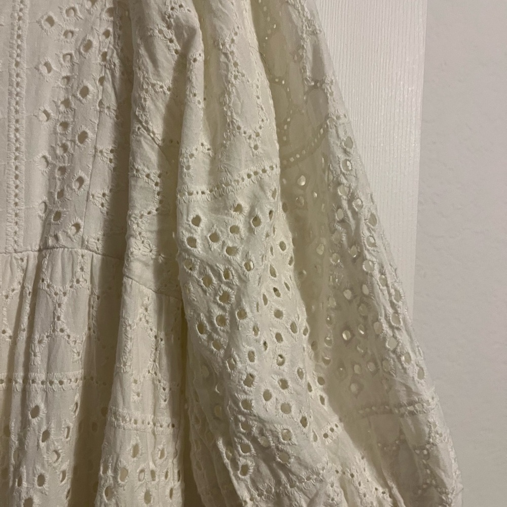 Cal Style Boho Cream Eyelet Maxi Dress 3/4 Sleeves Size Large - Picture 5 of 9